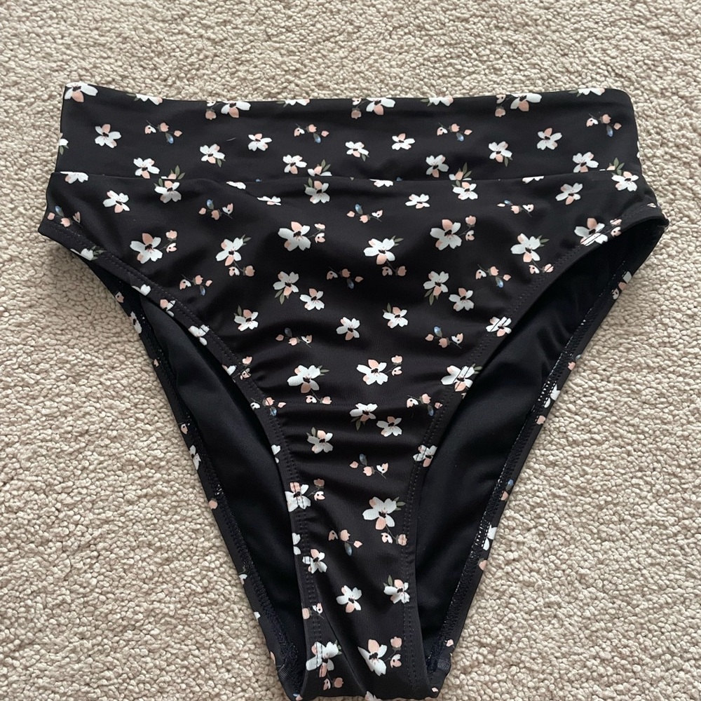 Aeropostale Black Floral Bikini Bottoms
